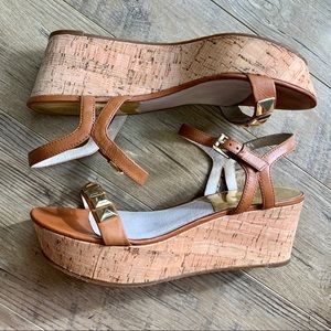 Michael Kors Leather/Gold Studded Platform Sandals